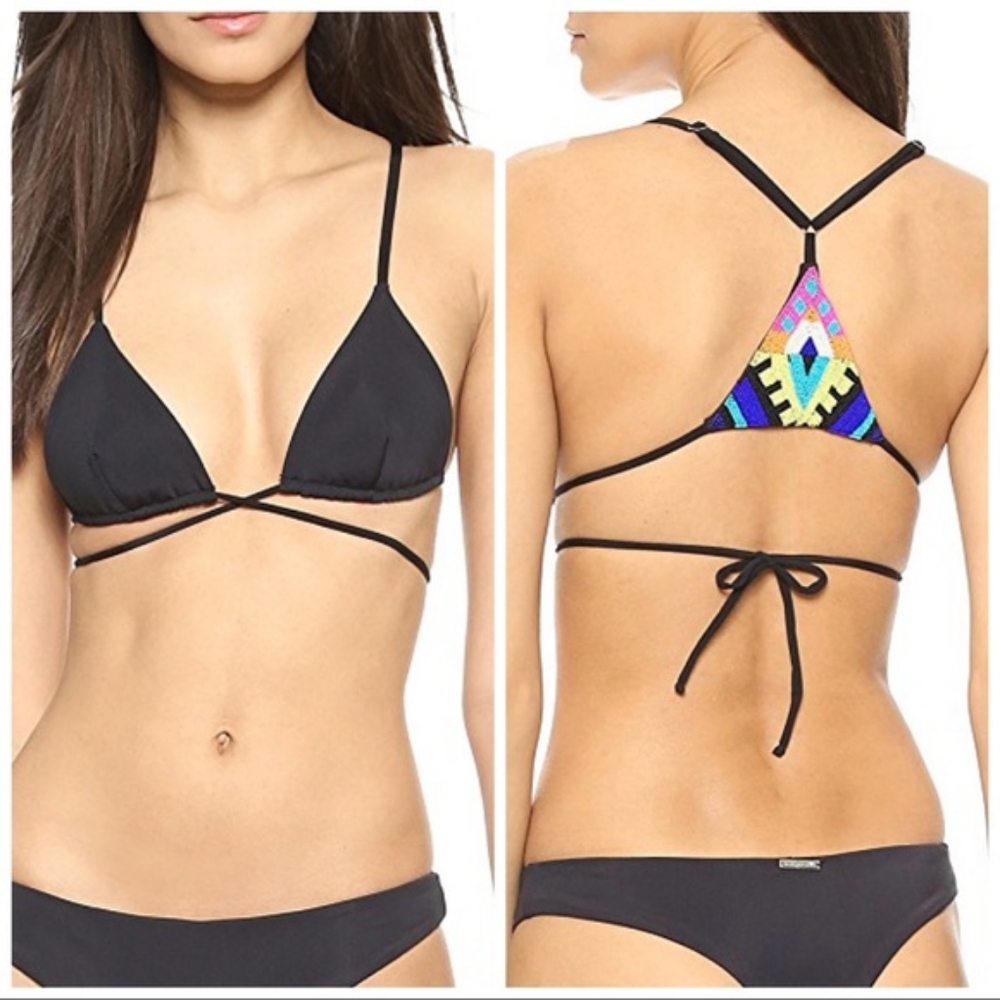 Mara Hoffman beaded triangle bikini top SIZE LARGE